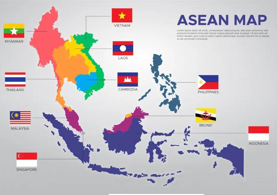 Identifikasi negara-negara anggota ASEAN yang memiliki bentuk Protruded (Beragam/kompleks)!